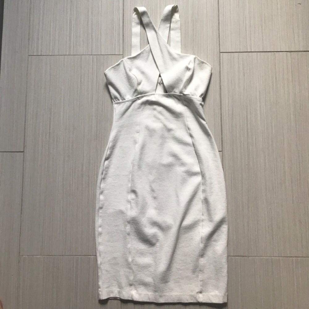 Lulu's crisscross halter white bodycon dress